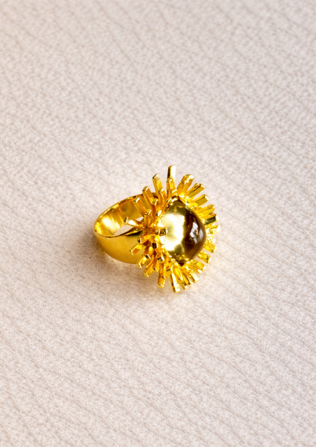 Lemon Quartz Set Urchin Ring by Tay Jewellery on curated-crowd.com