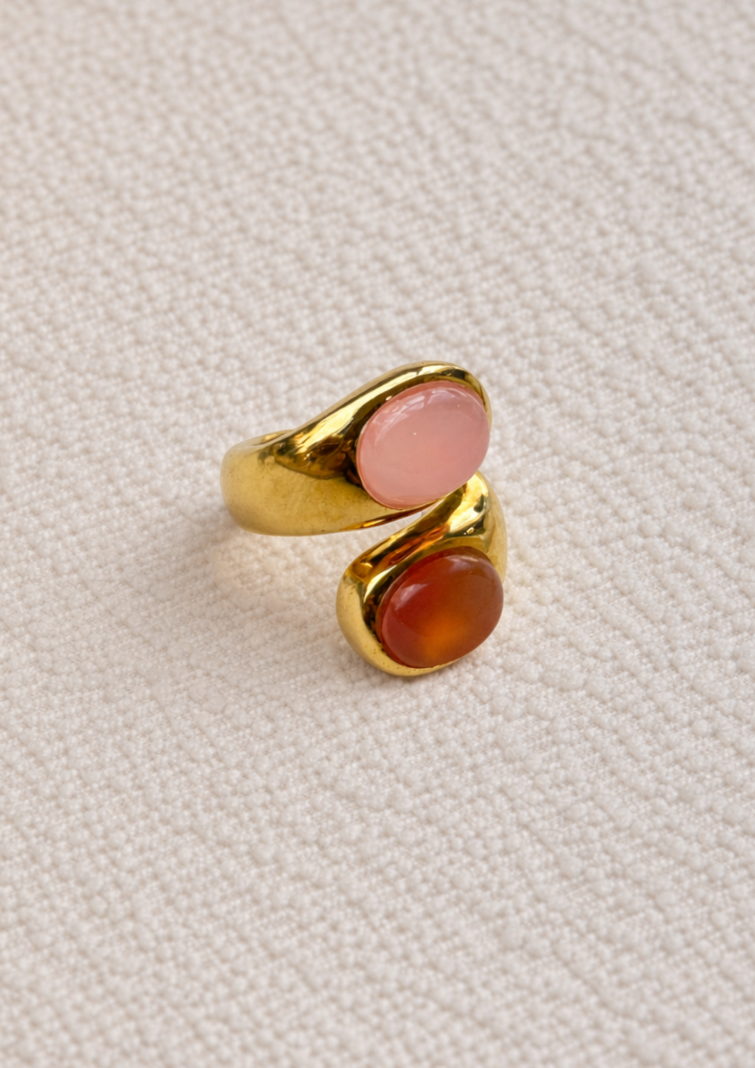Pink and Peach Chalcedony Set Athena Ring by Tay Jewellery on curated-crowd.com