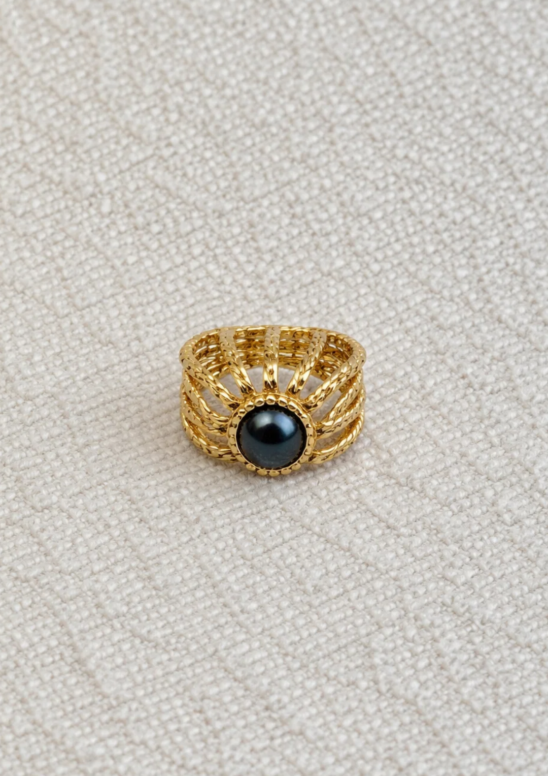 Black Pearl Set Princess Ring by Tay Jewellery on curated-crowd.com
