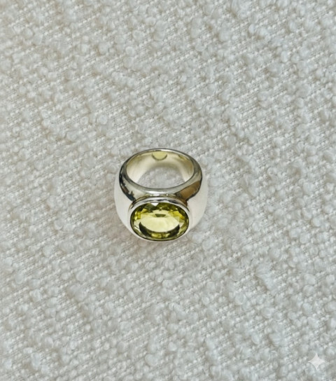 Lemon Quartz Set Tube Ring by Tay Jewellery on curated-crowd.com