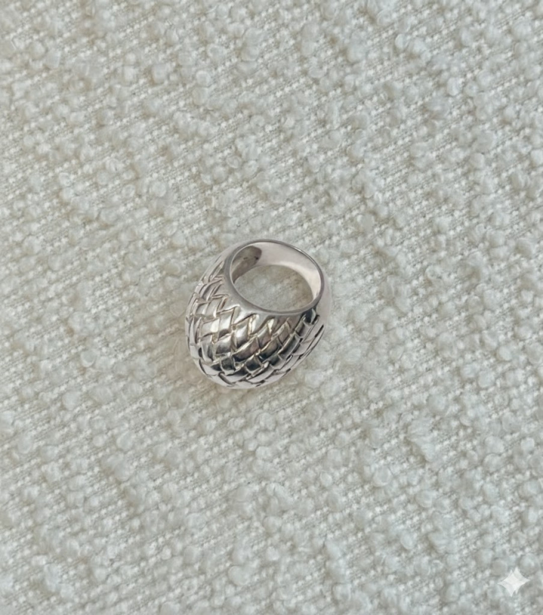 Basketwave Bombe Ring Silver by Tay Jewellery on curated-crowd.com