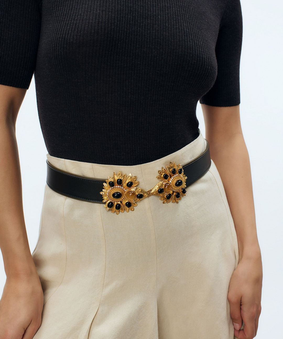 Desert Rose Leather Belt by Sonia Petroff on curated-crowd.com