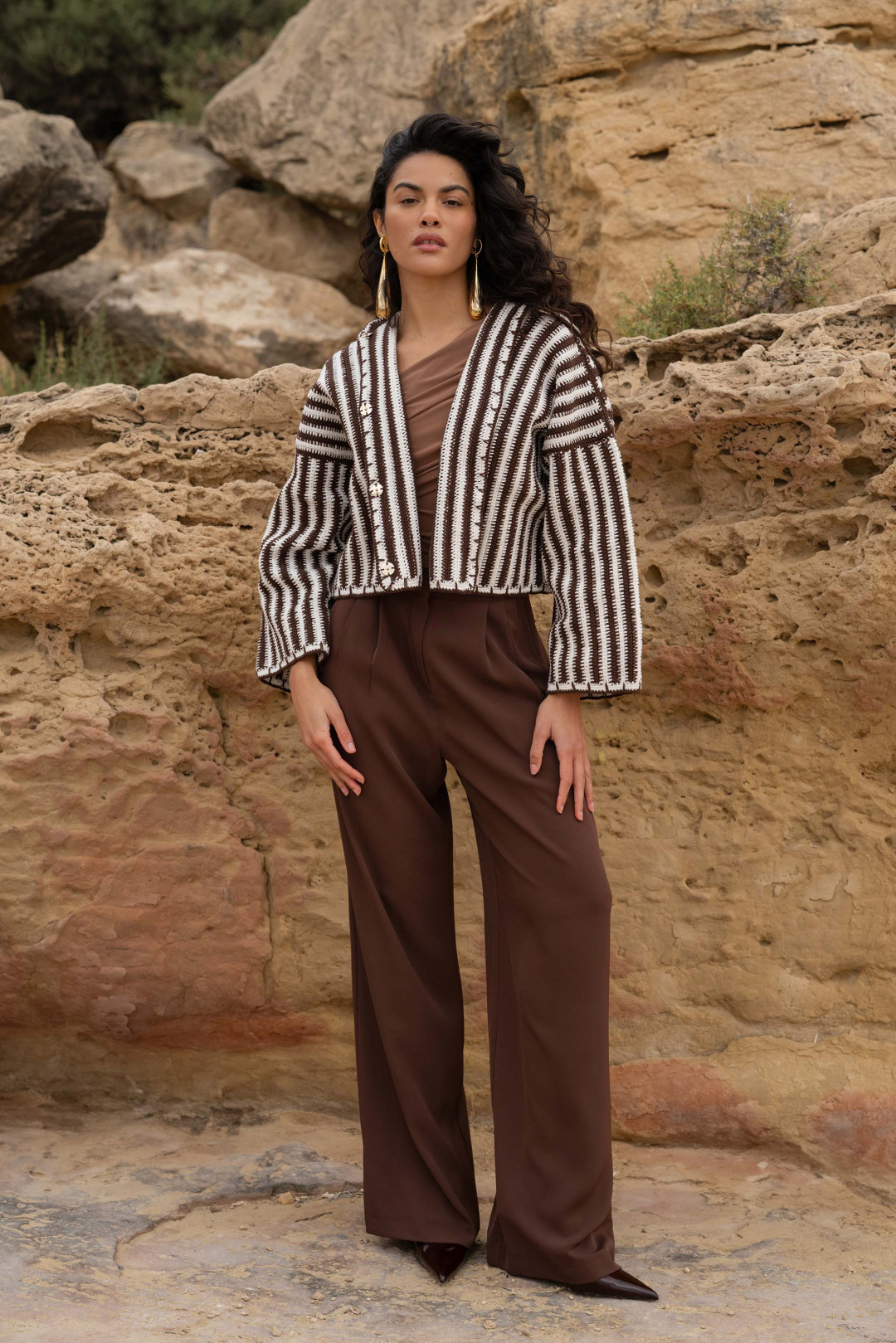 Daria Jacket Brown White by Jessica K on curated-crowd.com