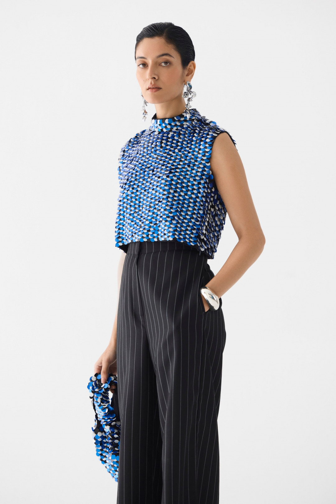 Blue Paradise Sequin Top by Studio Rigu on curated-crowd.com