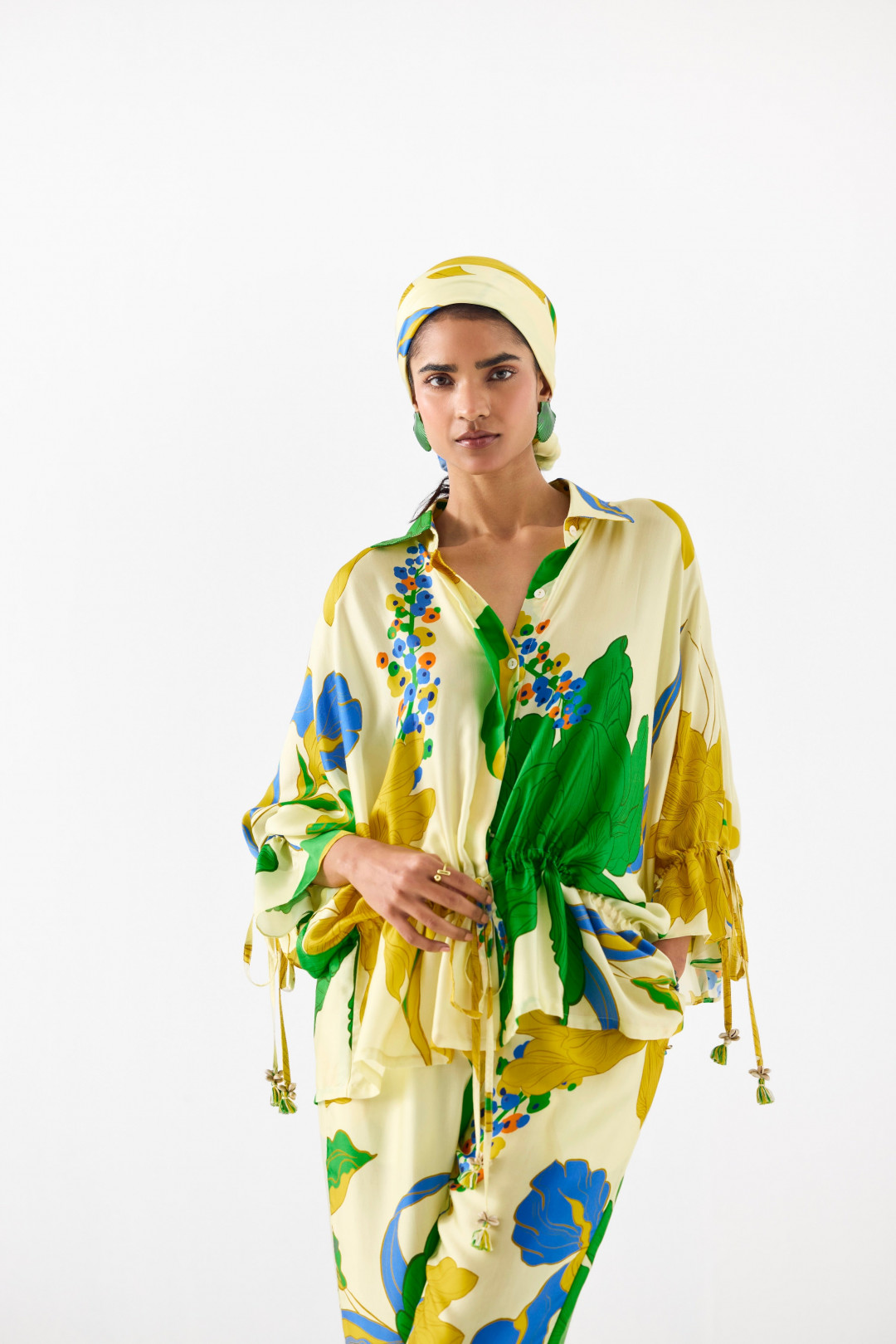 Yellow Rose Drawstring Shirt and Trousers by Studio Rigu on curated-crowd.com