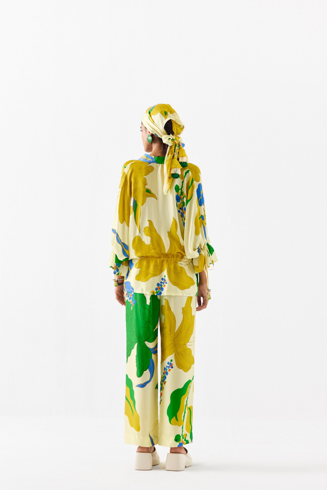 Yellow Rose Drawstring Shirt and Trousers by Studio Rigu on curated-crowd.com