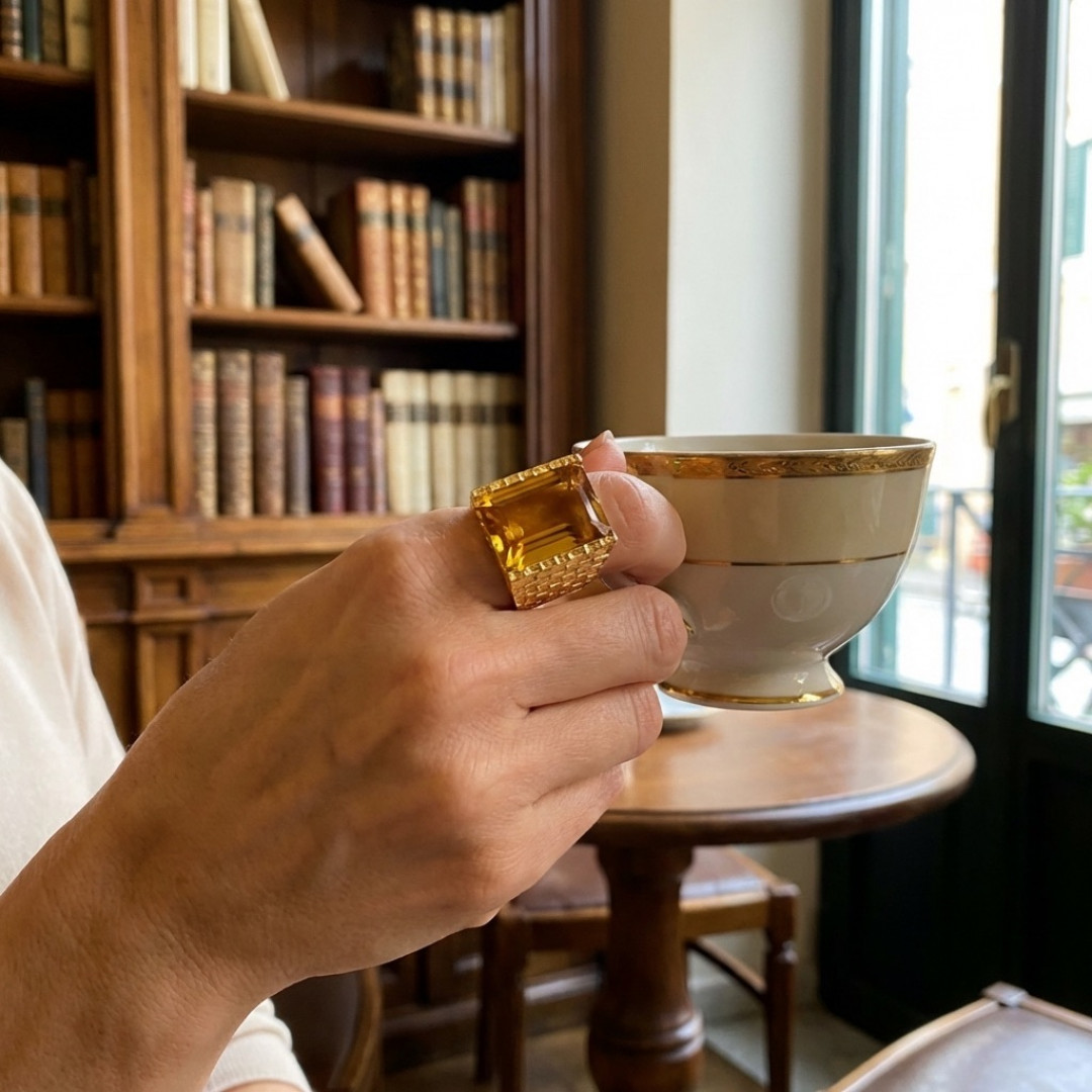 Citrine Set Chiselled 'Stephie' Ring by Tay Jewellery on curated-crowd.com