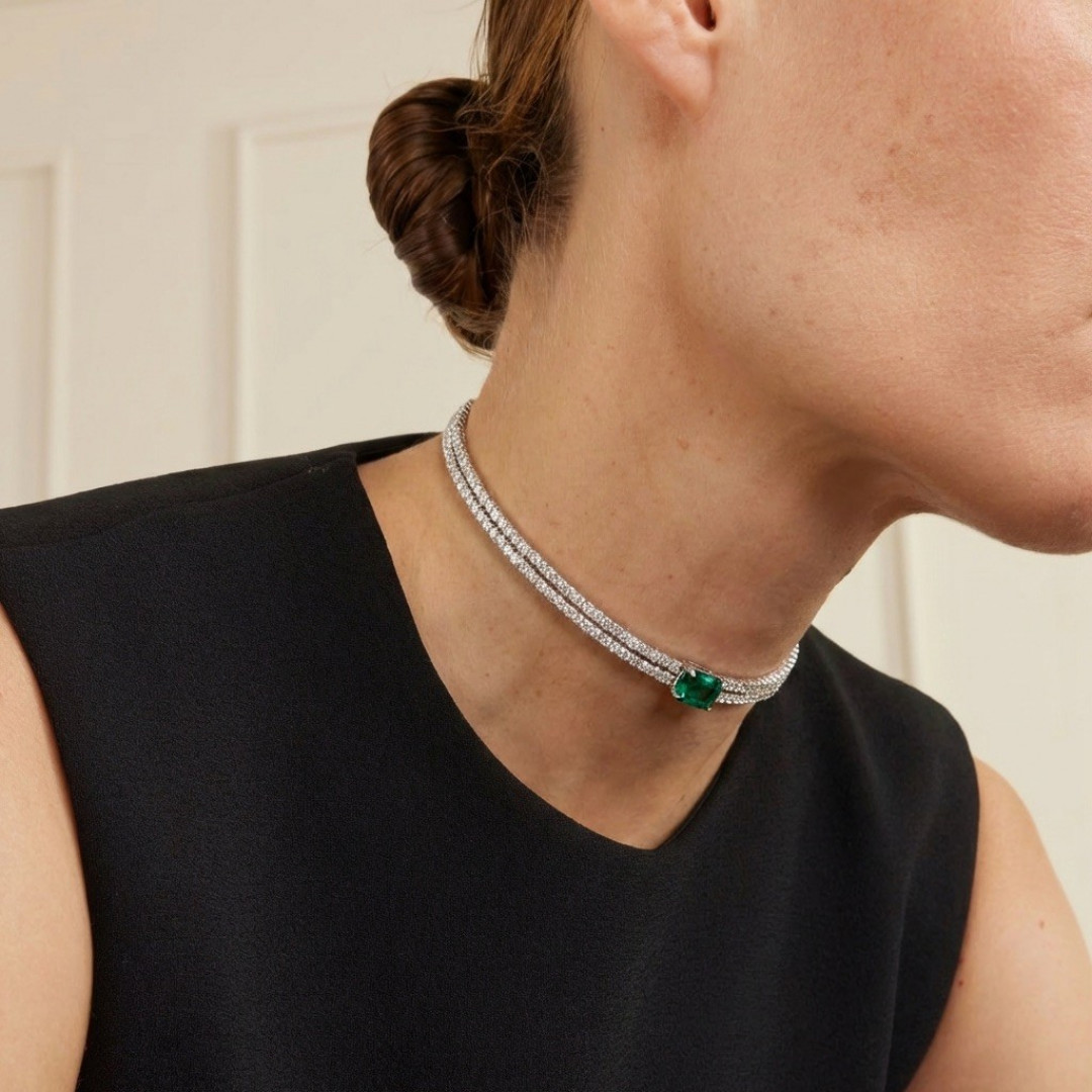 Midnight Choker Silver and White by Talita London on curated-crowd.com