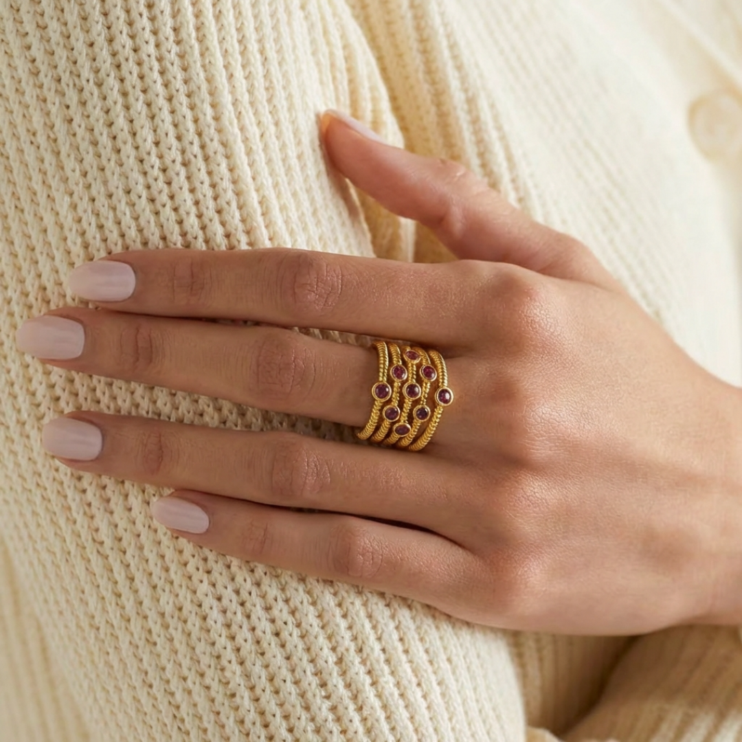 Pink Tourmaline Set Harem Ring by Tay Jewellery on curated-crowd.com