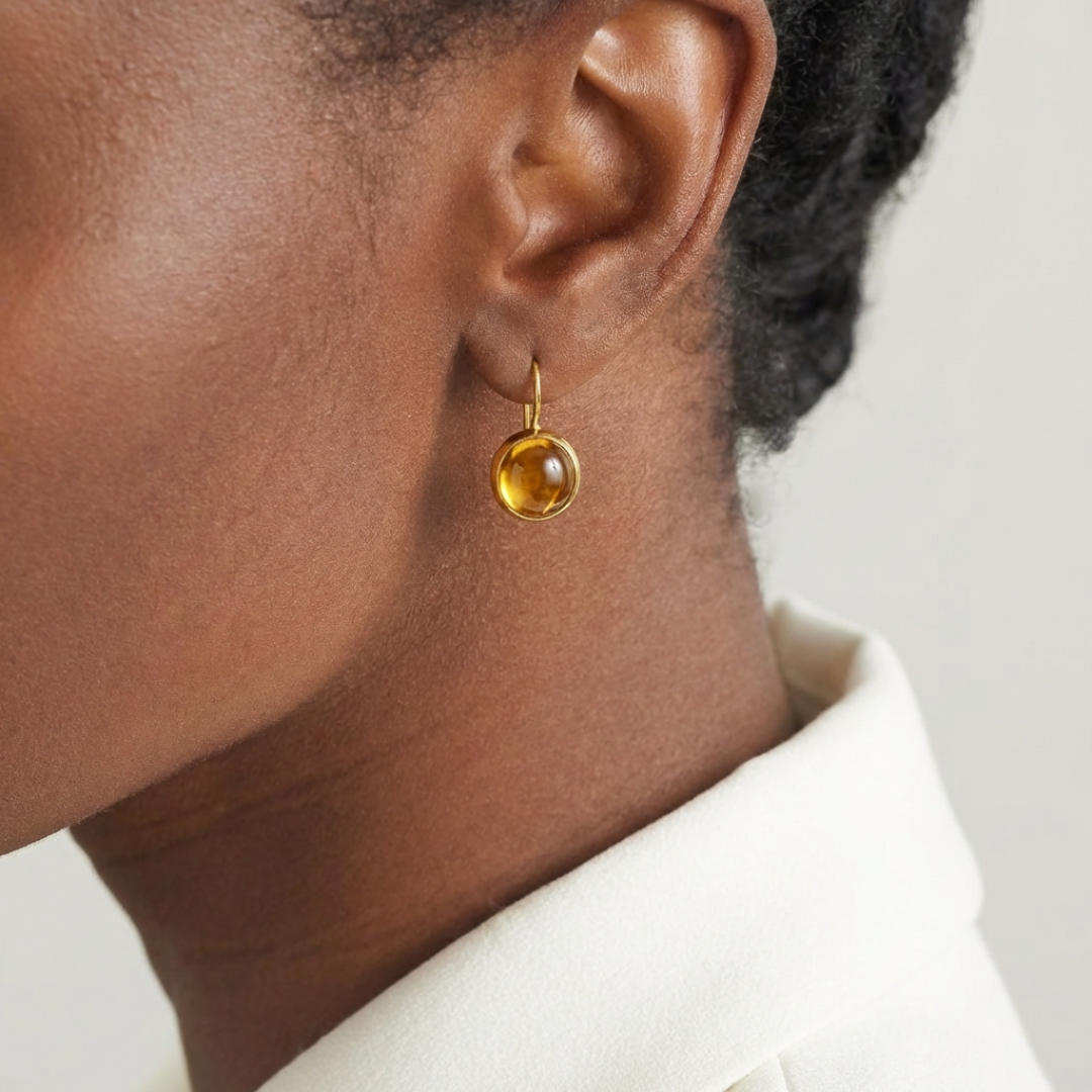 Citrine Set Coffee Bean Earrings by Tay Jewellery on curated-crowd.com
