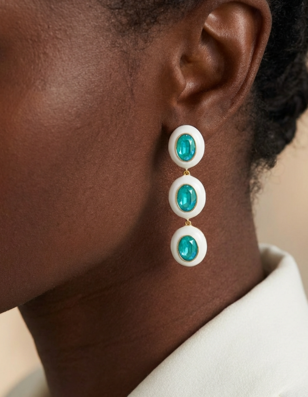 Morel Earrings White/Aqua by Jessica K on curated-crowd.com