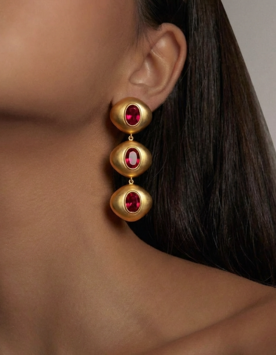 Chopra Ruby Matte Earrings by Jessica K on curated-crowd.com
