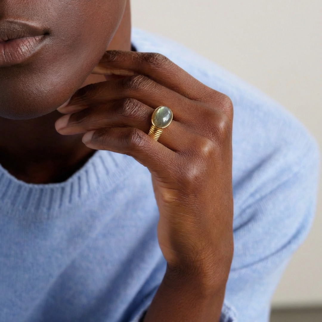 Labradorite Set Wirewrap Ring by Tay Jewellery on curated-crowd.com