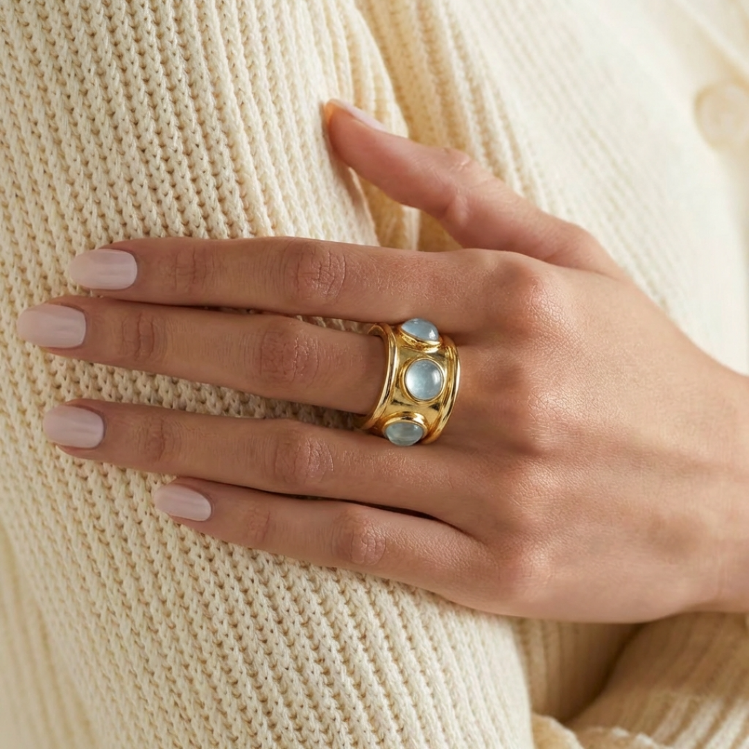 Aquamarine Set Guinevere Ring by Tay Jewellery on curated-crowd.com