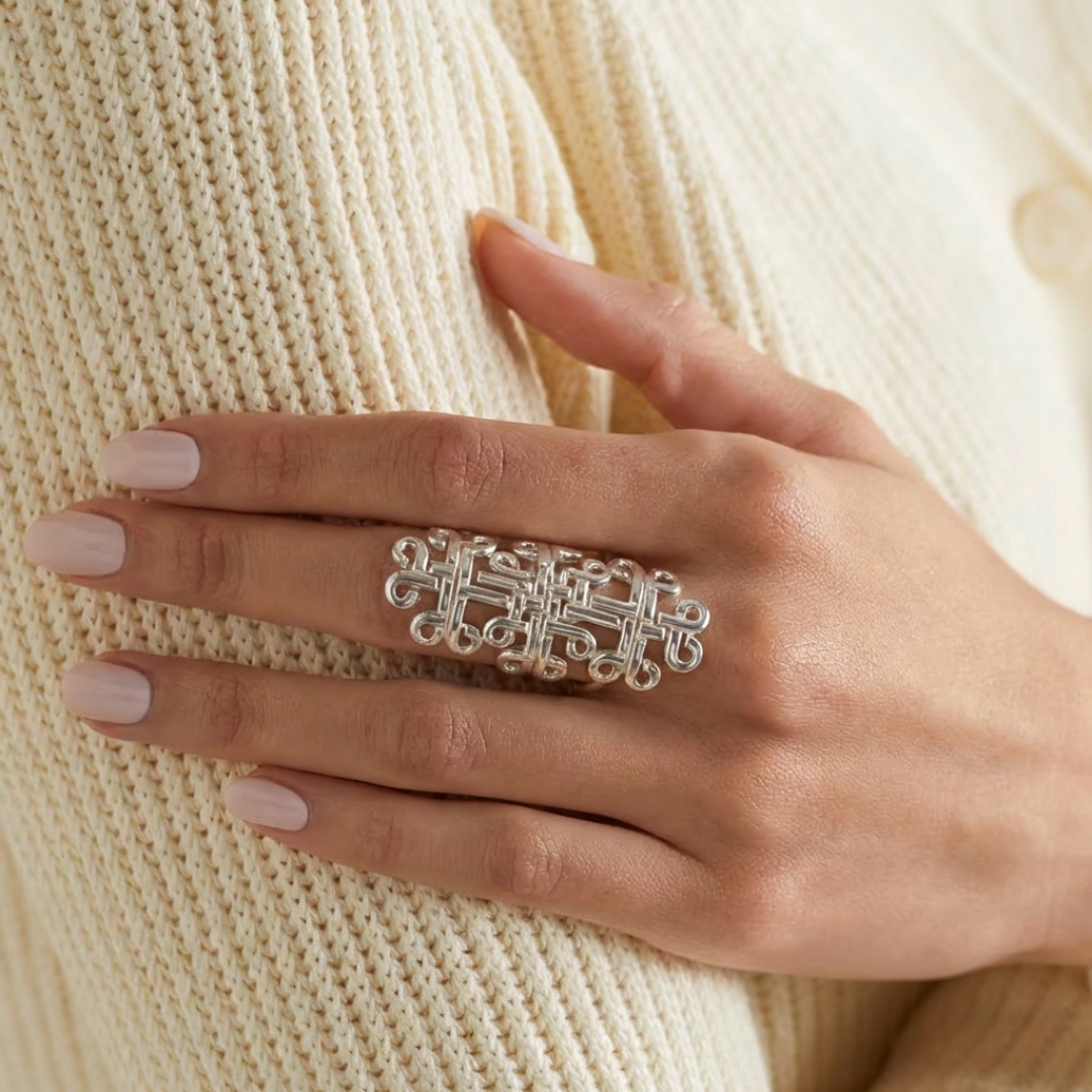 Interwoven Coptic Motif Panel Ring by Tay Jewellery on curated-crowd.com