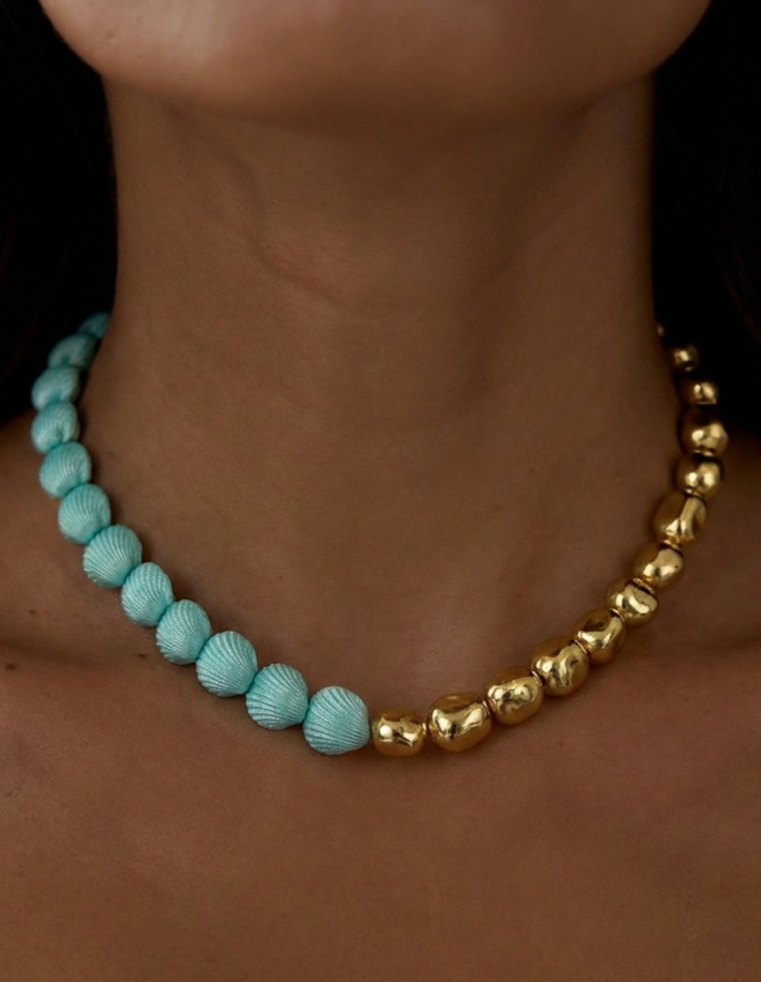 Loe Necklace With Aqua Shells by Jessica K on curated-crowd.com