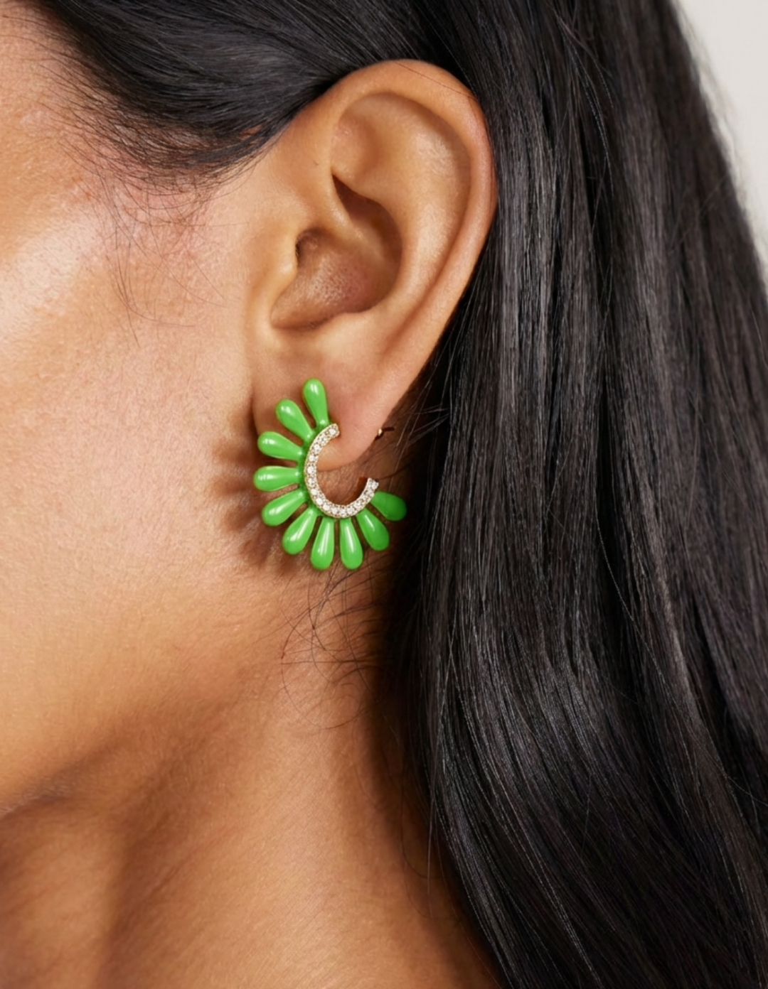 Mini Soleil Earrings Green by Jessica K on curated-crowd.com