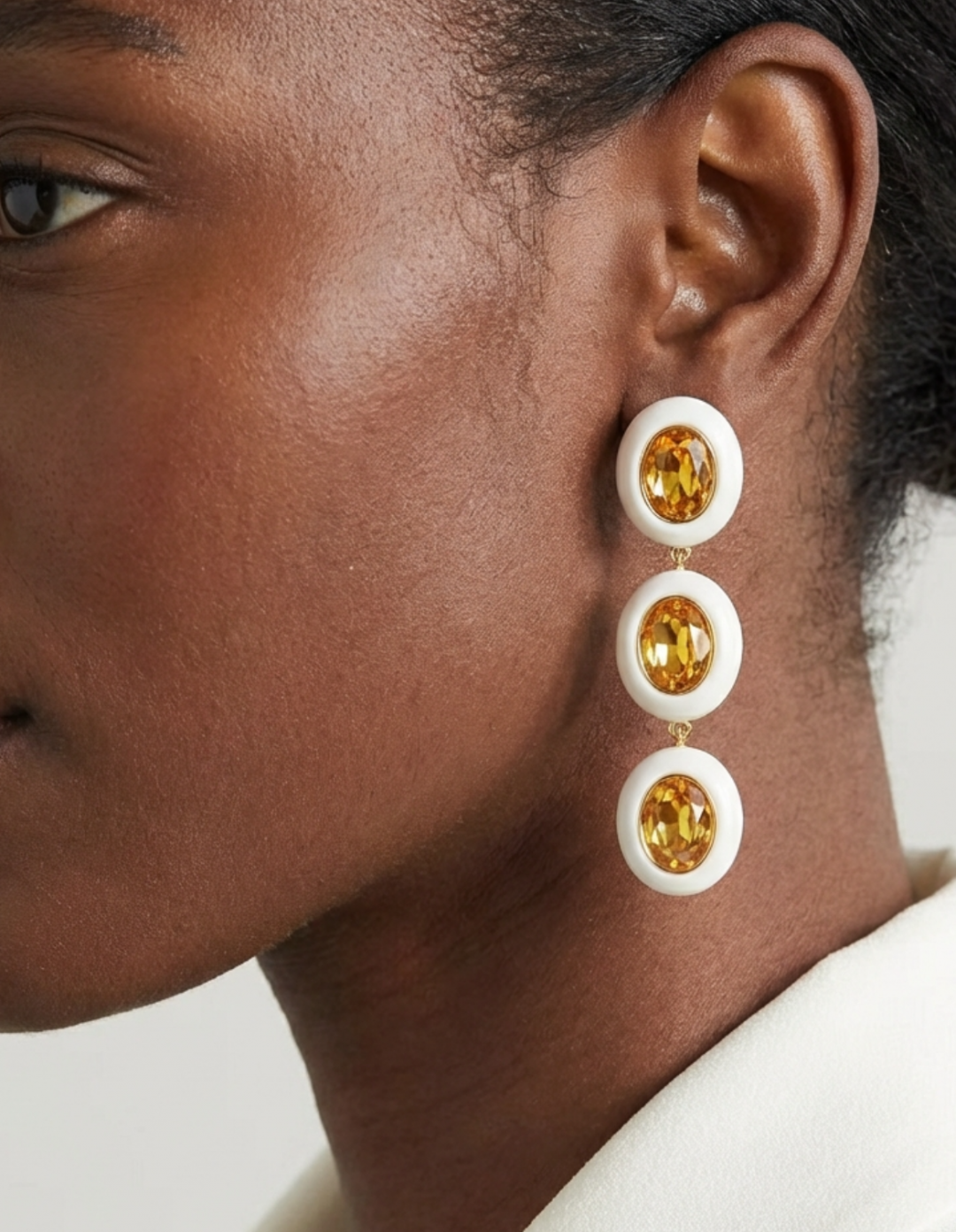Morel Earrings White/Coral by Jessica K on curated-crowd.com