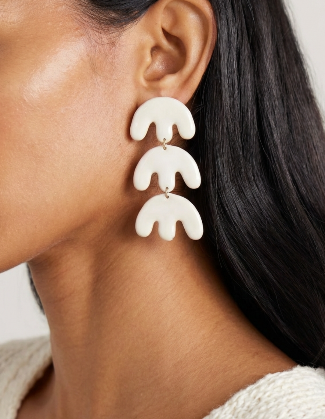 Alessa Earrings White by Jessica K on curated-crowd.com