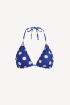 Etta Bikini Top in Navy Peach Spot by PAPER London on curated-crowd.com