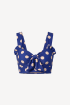 Maldives Bikini Top in Navy Peach Spot by PAPER London on curated-crowd.com