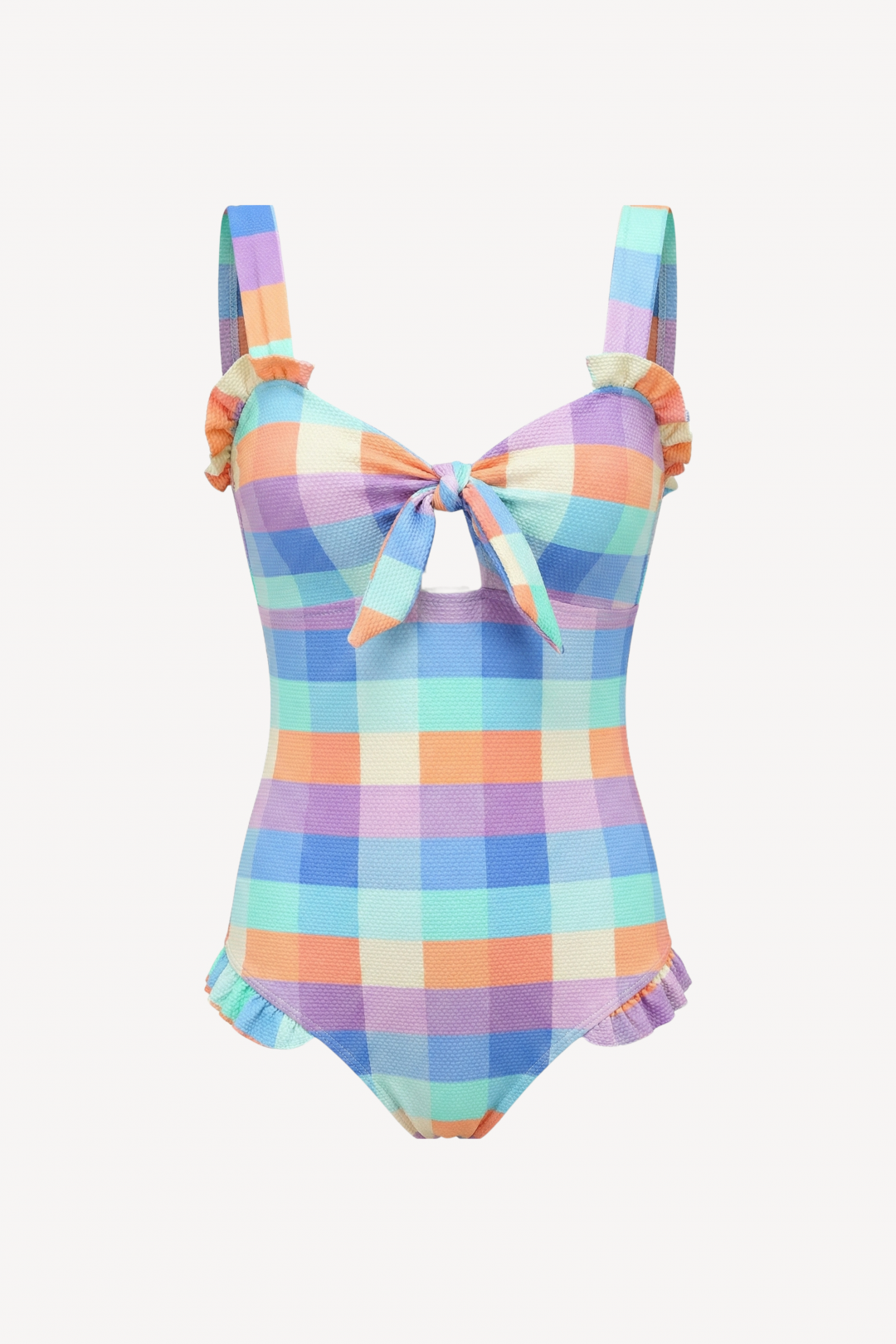 Maldives Swimsuit in Pastel Check by PAPER London on curated-crowd.com
