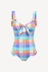 Maldives Swimsuit in Pastel Check by PAPER London on curated-crowd.com