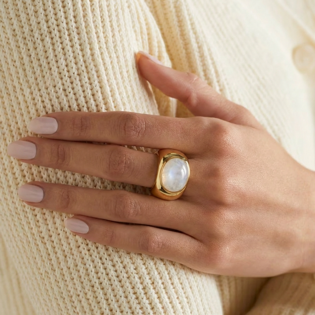 Moonstone Tube Ring by Tay Jewellery on curated-crowd.com