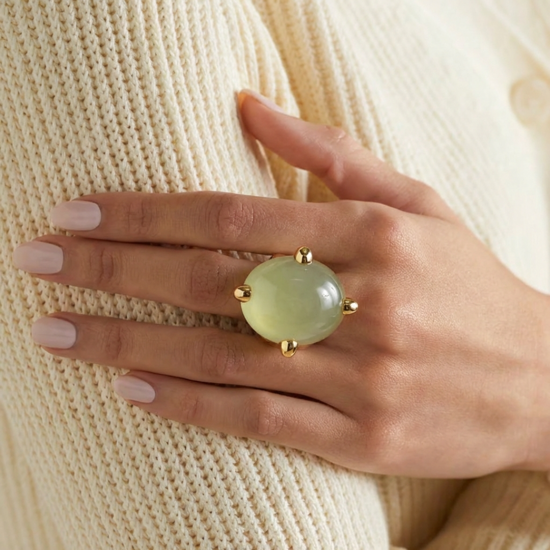 Prehnite Set Chrissie Ring by Tay Jewellery on curated-crowd.com