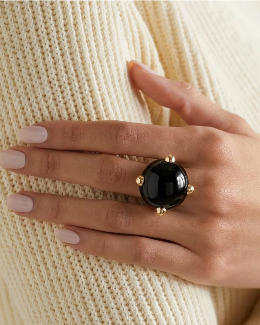 Black Obsidian Set Chrissie Ring by Tay Jewellery on curated-crowd.com