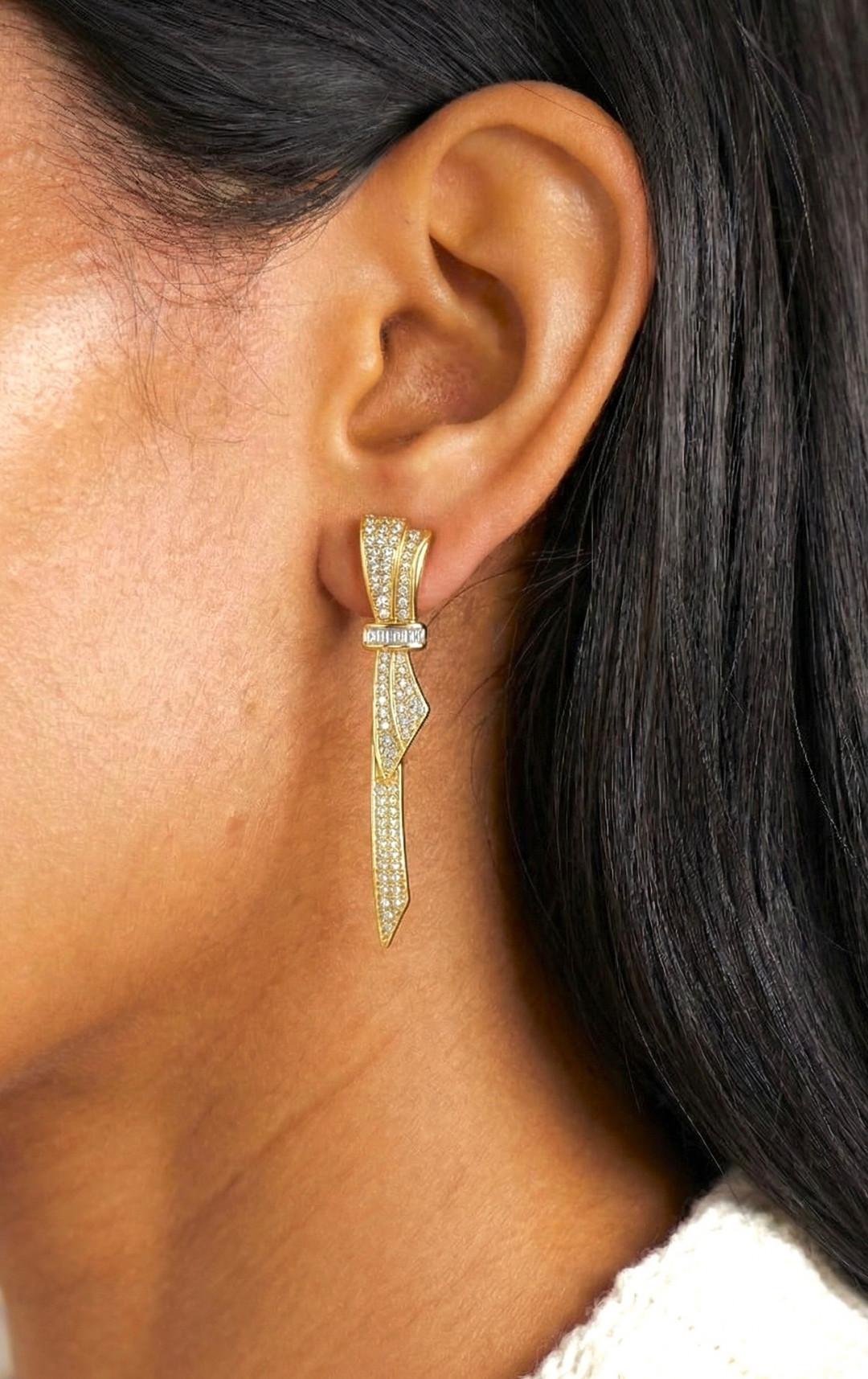 Pave Ribbon Earrings by Studio Liberté on curated-crowd.com