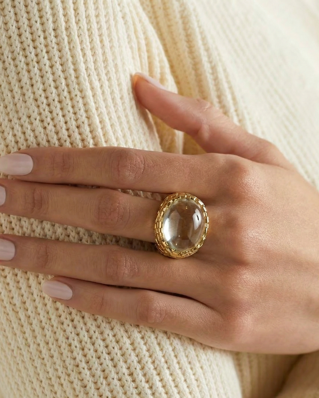 Rock Crystal Set Tile ring by Tay Jewellery on curated-crowd.com