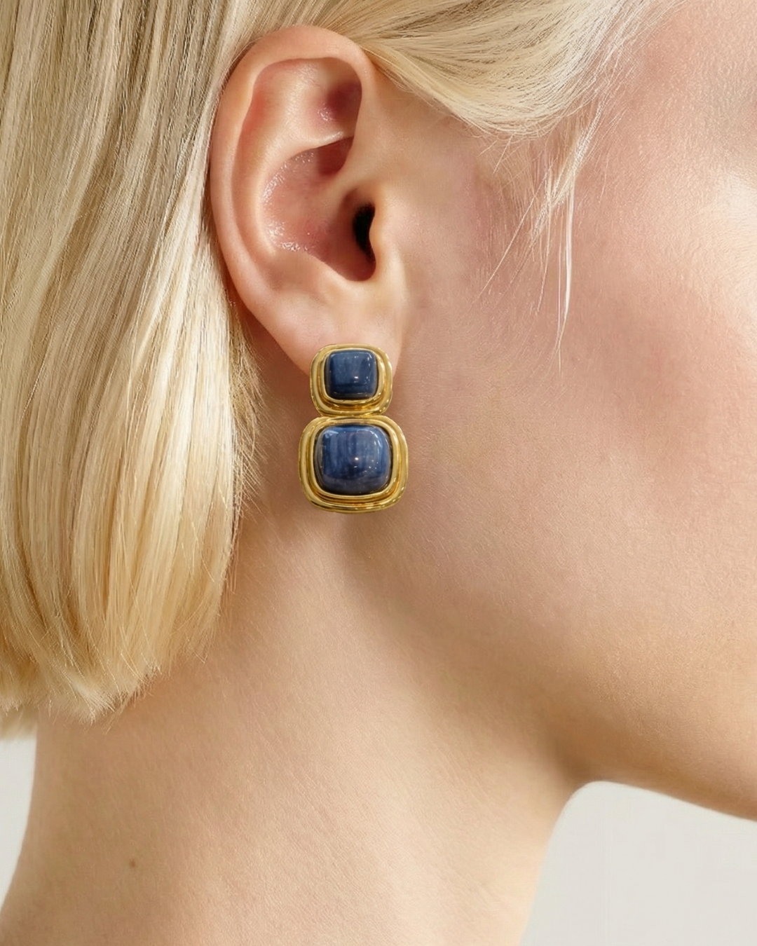 Kyanite Set Two Stone Cushion Shape Eardrops by Tay Jewellery on curated-crowd.com