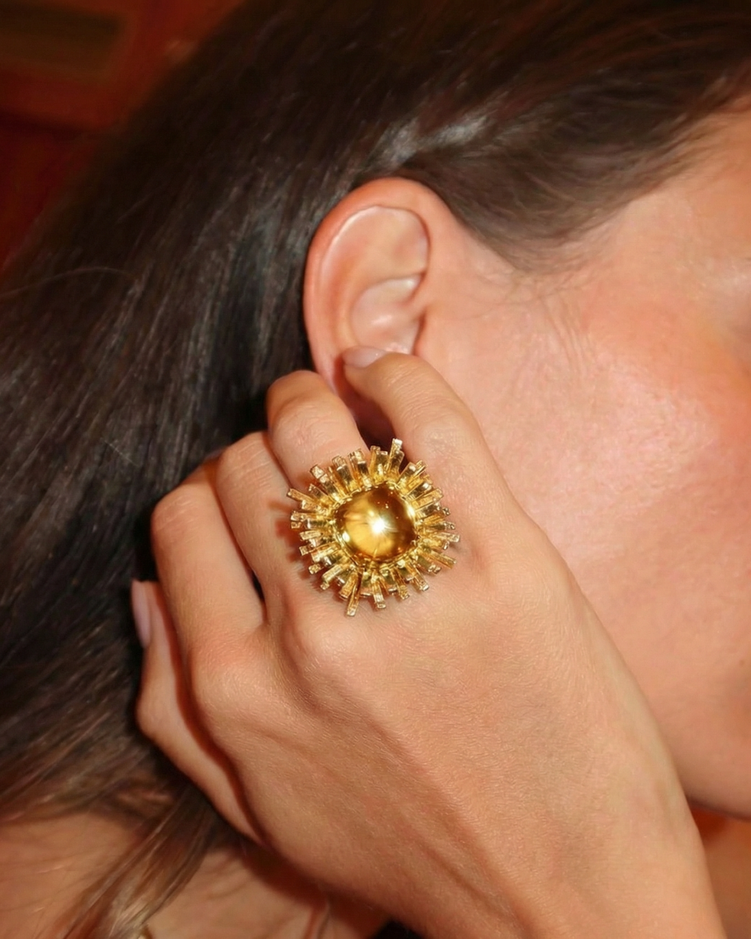 Lemon Quartz Set Urchin Ring by Tay Jewellery on curated-crowd.com