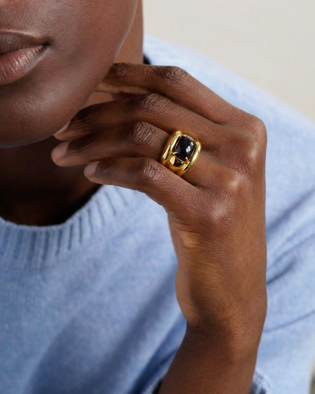 Sugarloaf Cabochon Garnet Set Octavia Ring by Tay Jewellery on curated-crowd.com