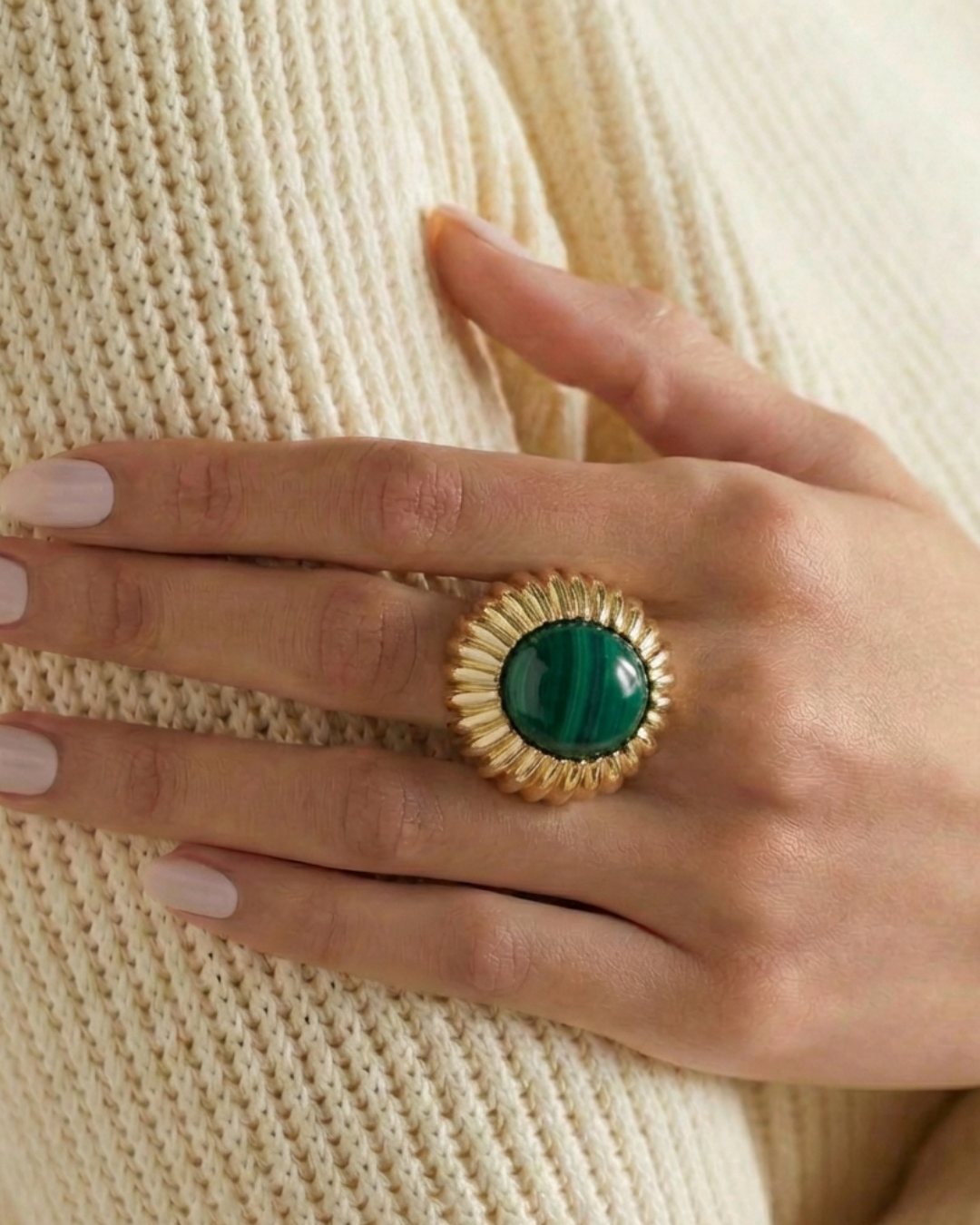 Begum Ring Malachite by Tay Jewellery on curated-crowd.com