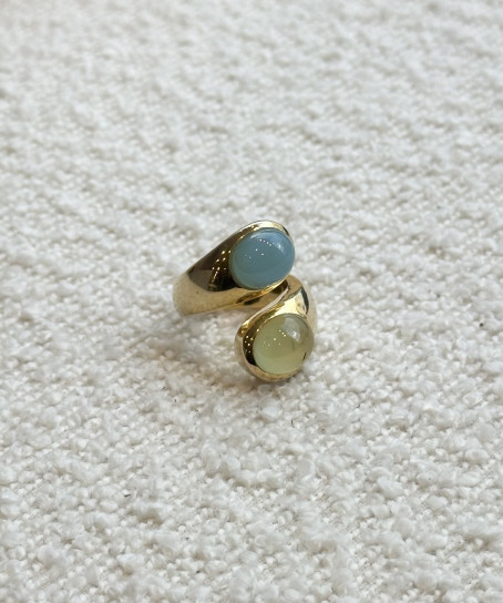 Blue Chalcedony & Prehnite Athena Ring by Tay Jewellery on curated-crowd.com