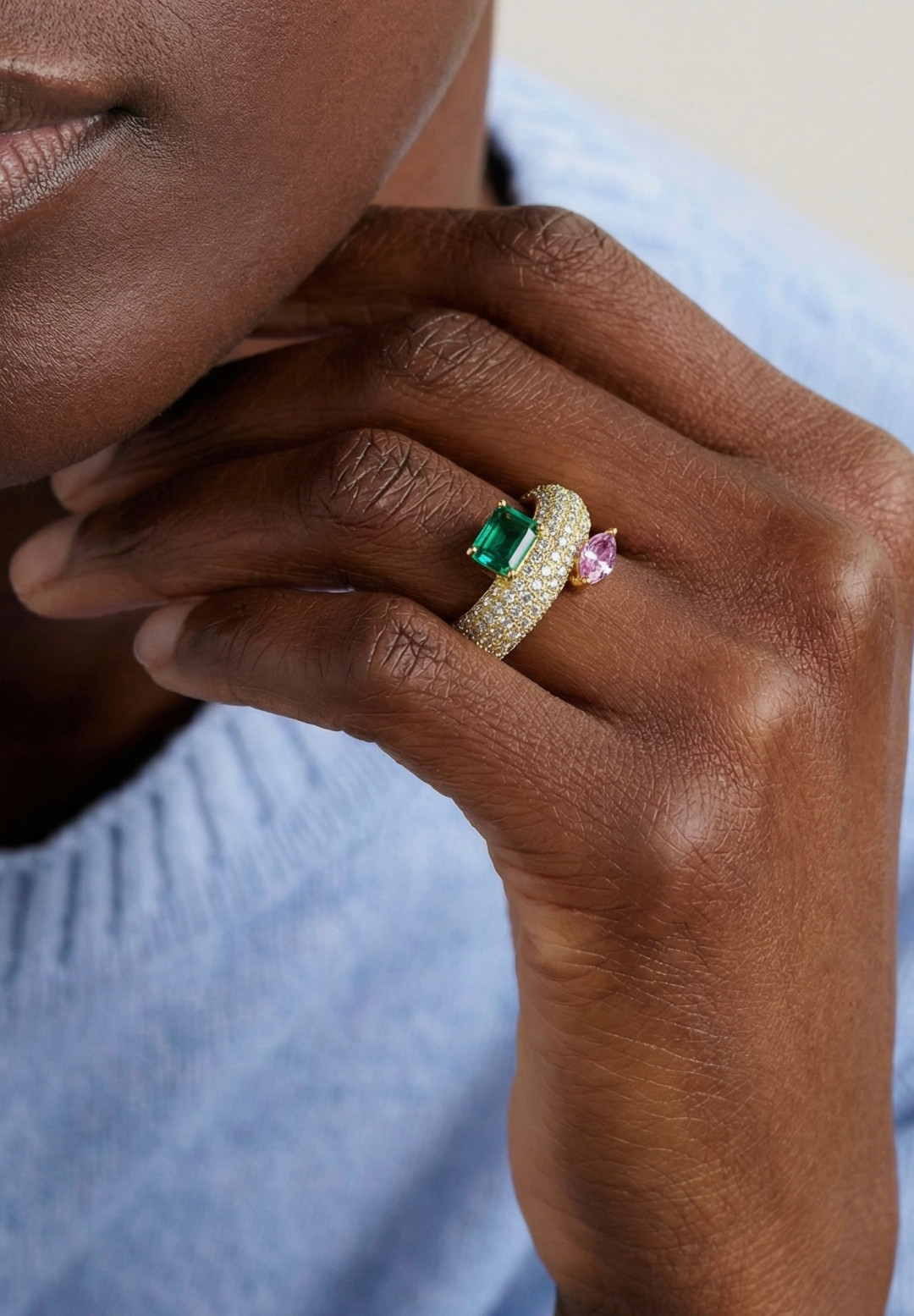 Liam Ring with Floating Diamond by Studio Liberté on curated-crowd.com