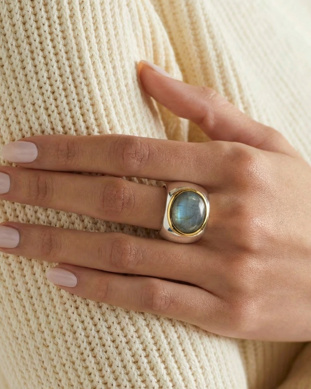 Labradorite Set Tapered Tube Ring by Tay Jewellery on curated-crowd.com