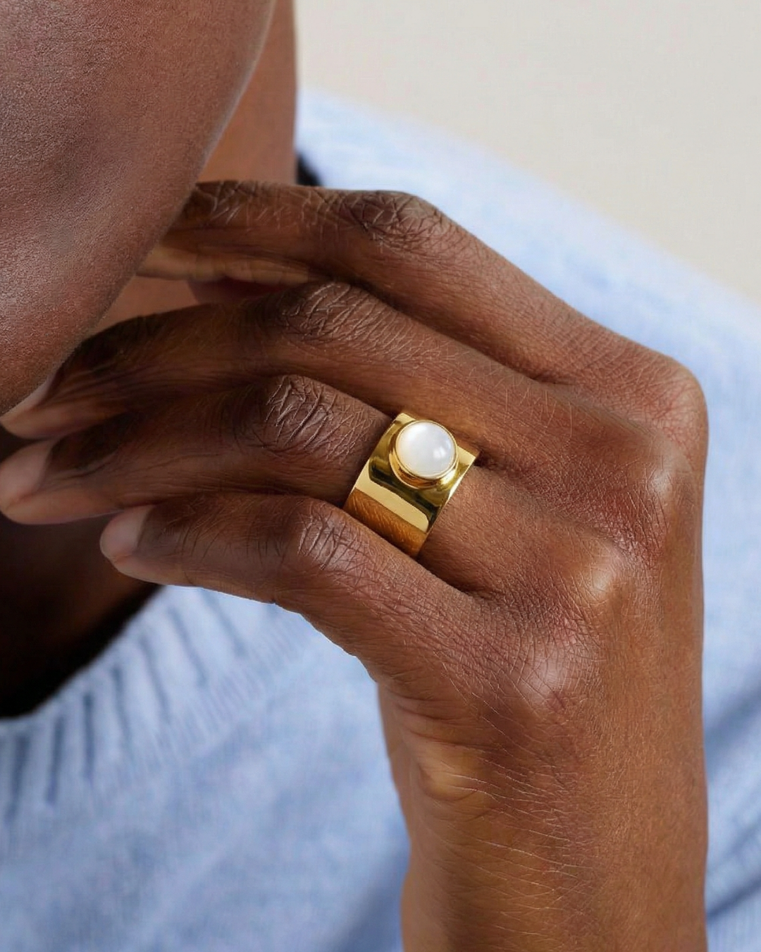 Rainbow Moonstone Set-Pinky Ring by Tay Jewellery on curated-crowd.com