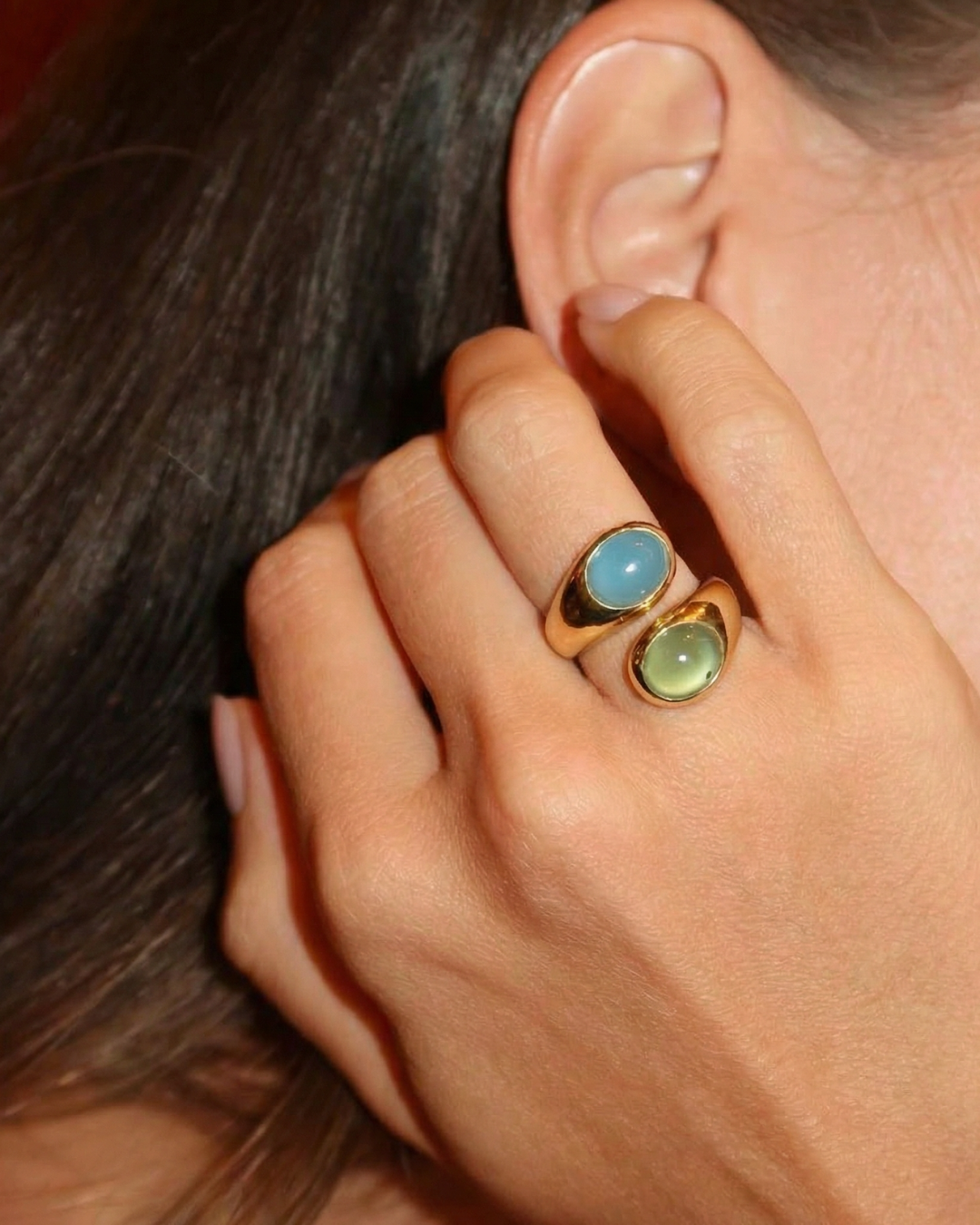 Blue Chalcedony & Prehnite Athena Ring by Tay Jewellery on curated-crowd.com