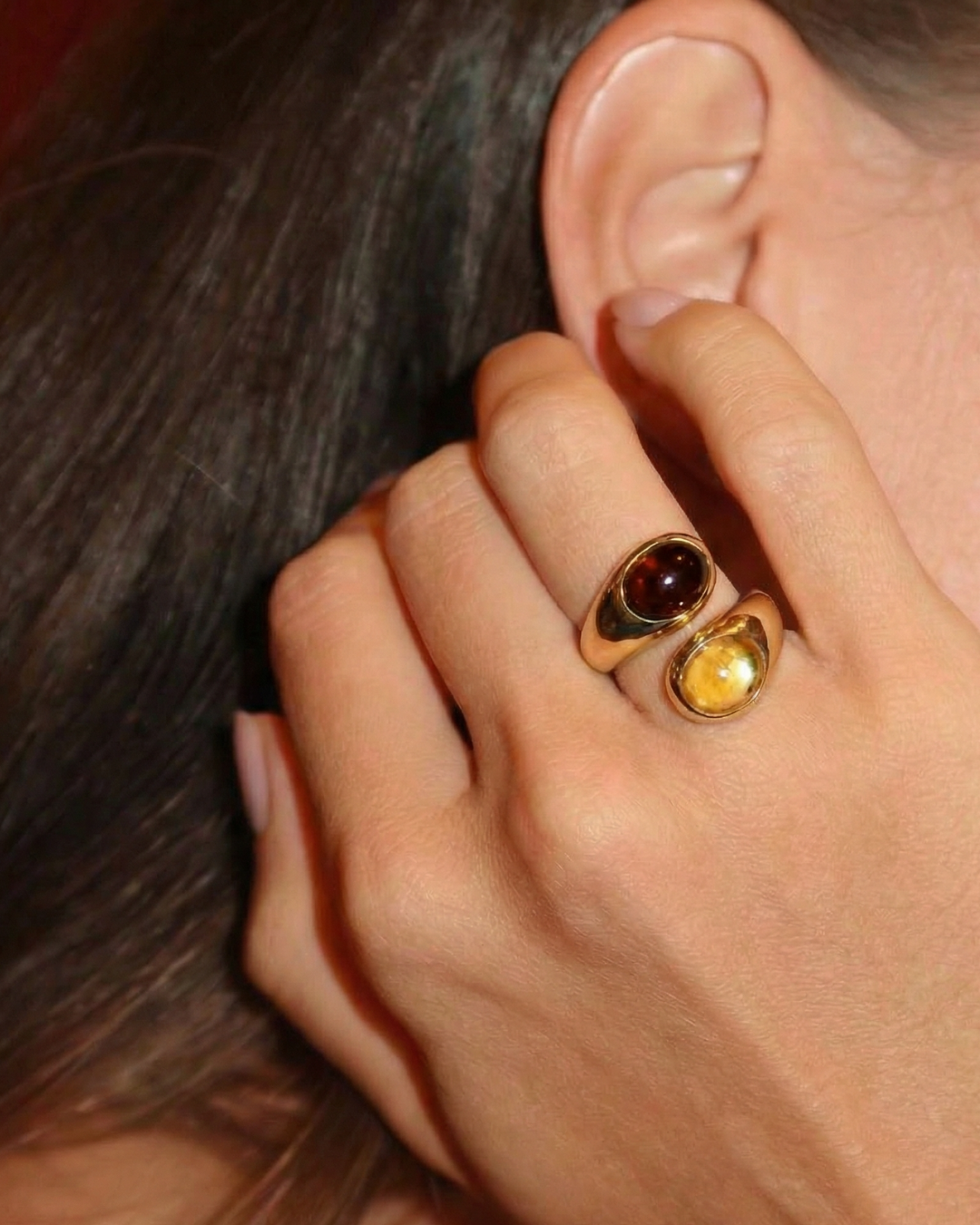 Citrine and Smokey Quartz Athena Ring by Tay Jewellery on curated-crowd.com