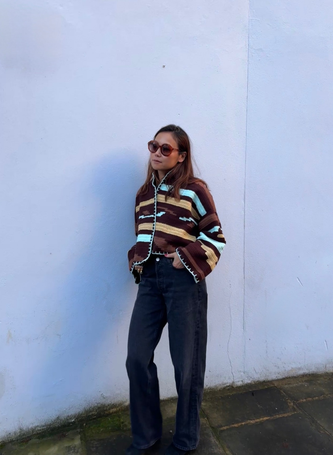 Kiona Jacket Short Brown Aqua by Jessica K on curated-crowd.com