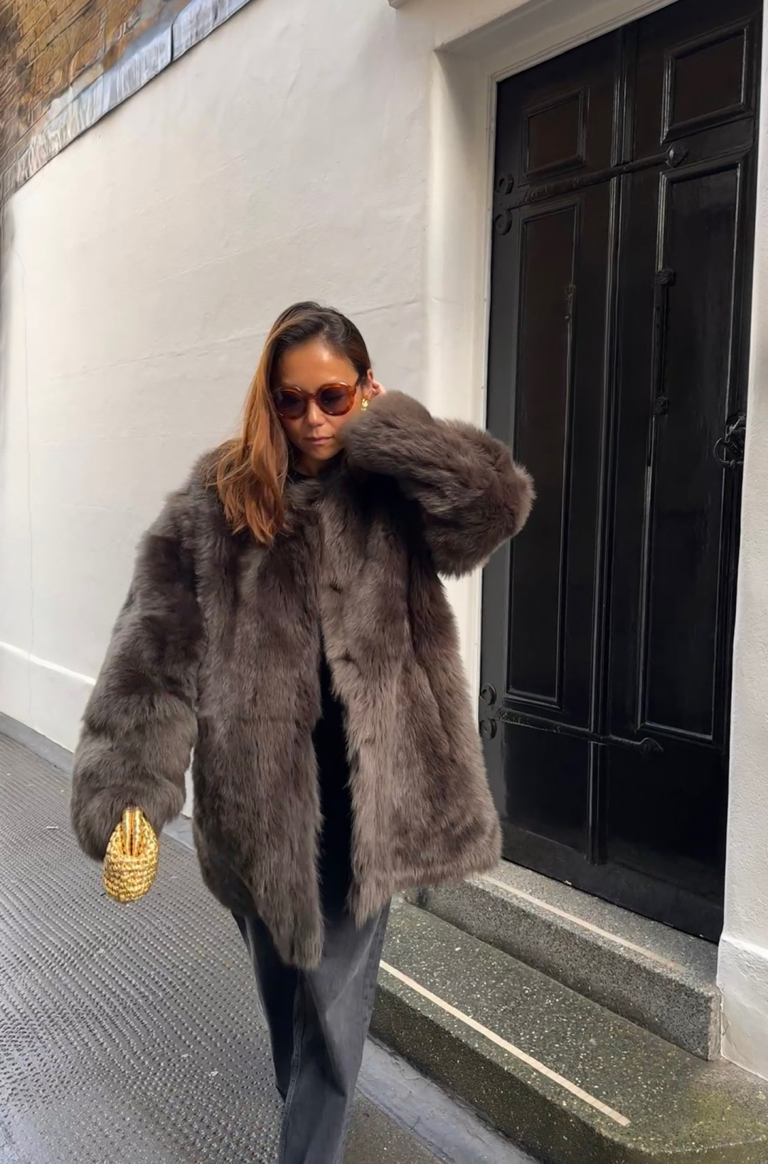 Roxy Shearling Coat in Kombu Green by Curated Crowd Collective on curated-crowd.com