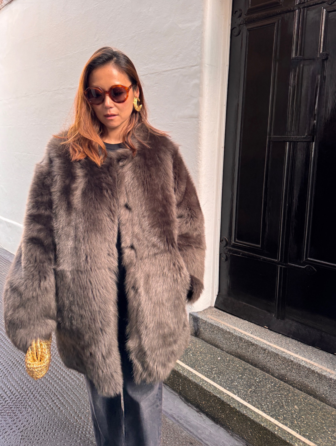 Roxy Shearling Coat in Kombu Green by Curated Crowd Collective on curated-crowd.com