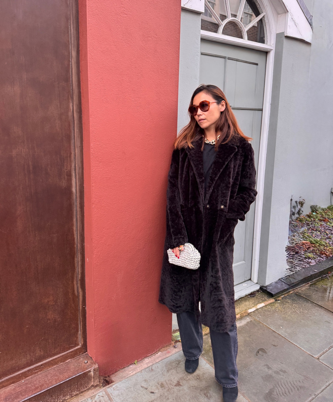 Serenade Shearling Coat in Dark Brown by Curated Crowd Collective on curated-crowd.com