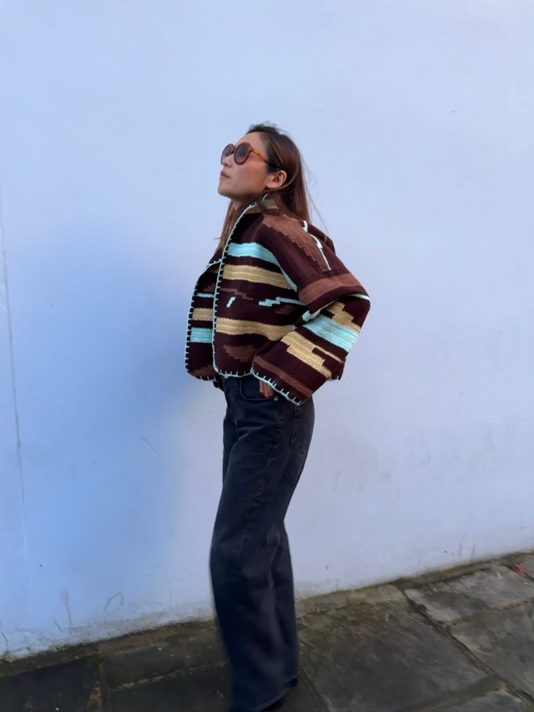 Kiona Jacket Short Brown Aqua by Jessica K on curated-crowd.com