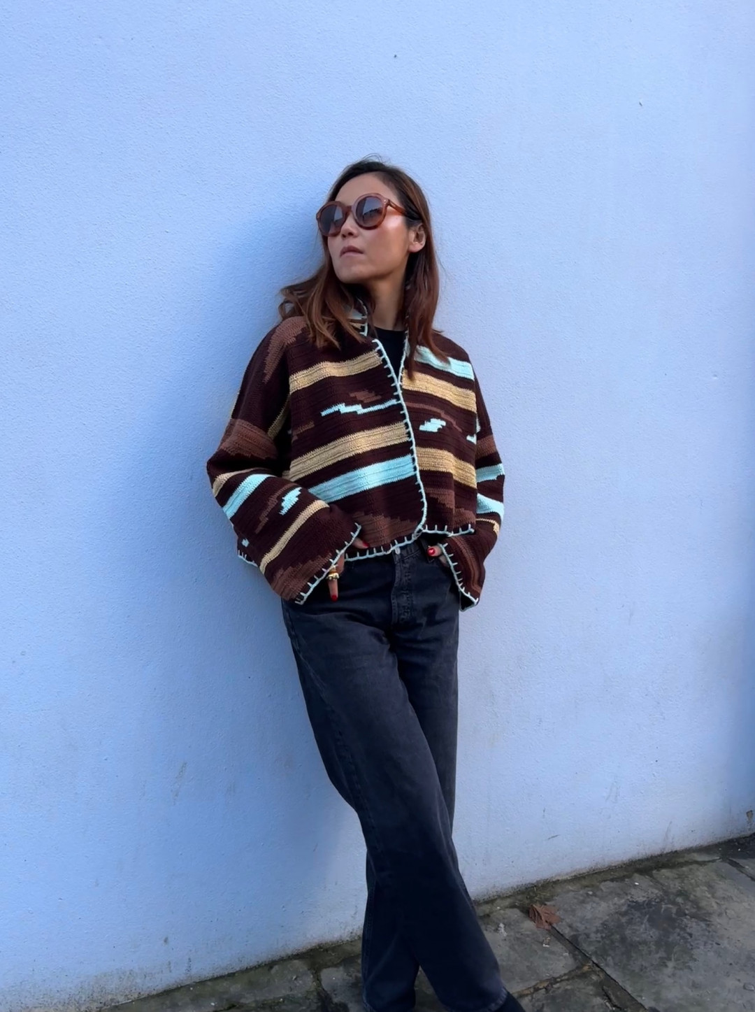 Kiona Jacket Short Brown Aqua by Jessica K on curated-crowd.com