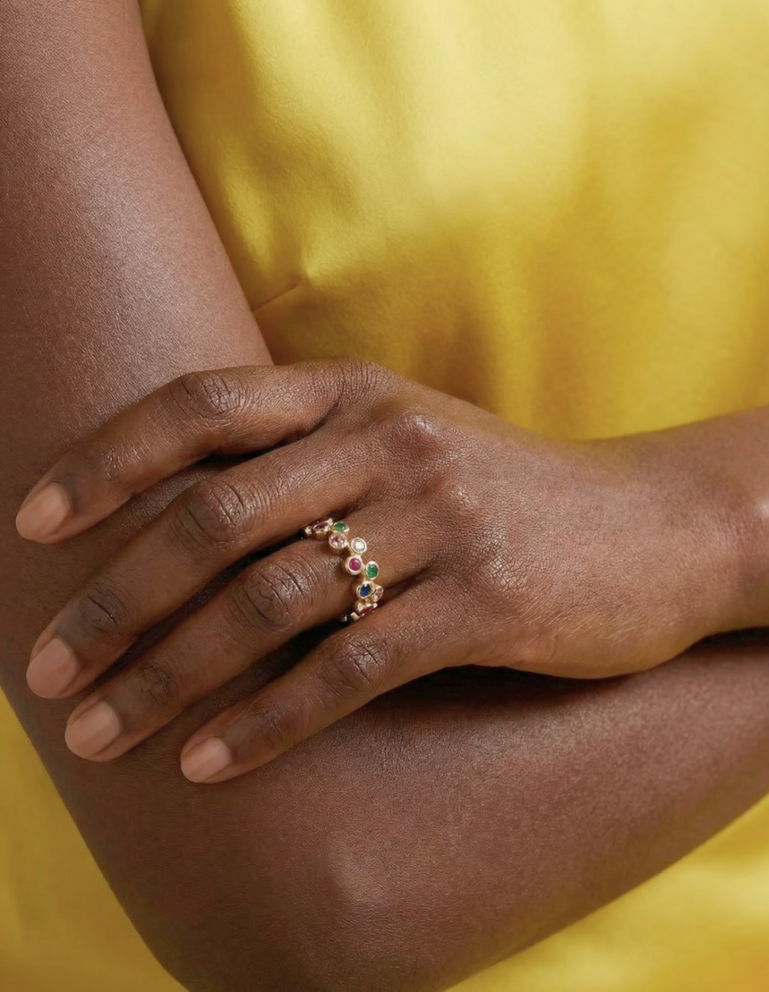 Aluna Multicoloured Eternity Gemstone Ring by Kiaash on curated-crowd.com