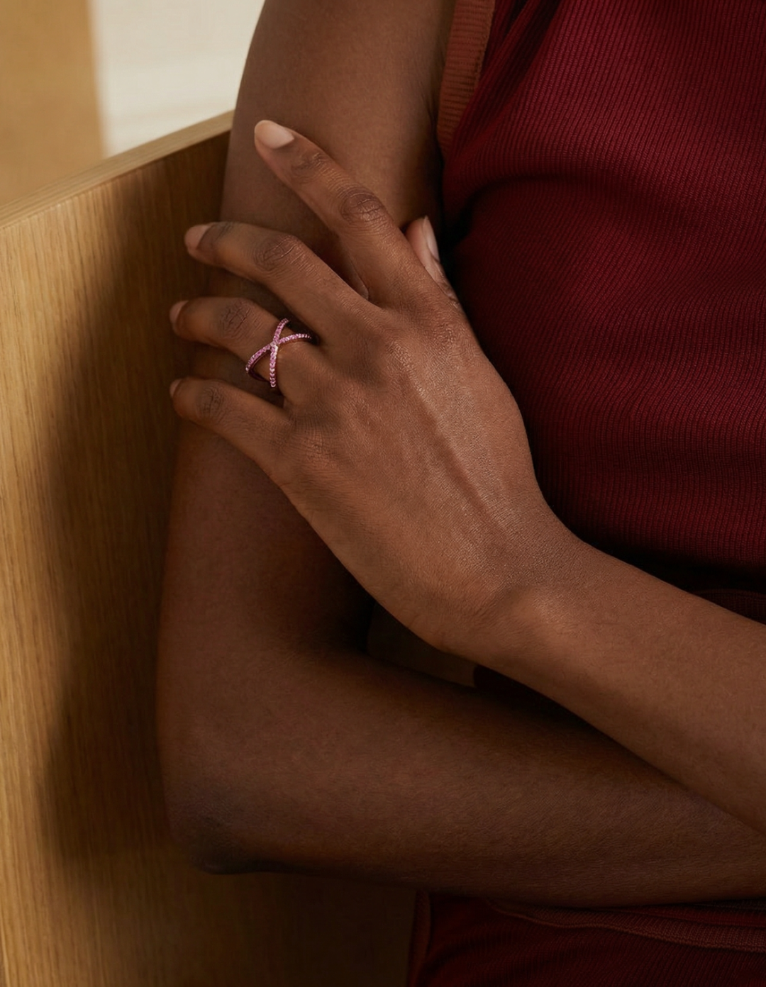 Criss x Cross Pink Sapphire Ring by Kiaash on curated-crowd.com